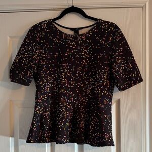H&M Black Blouse with Colorful Dots